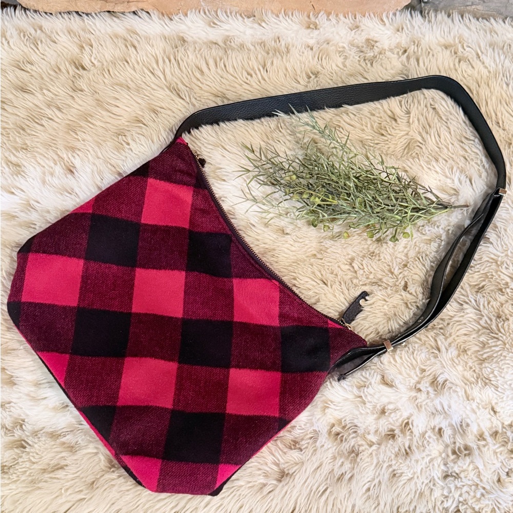 Talbots Red and Black Buffalo Check Shoulder Bag